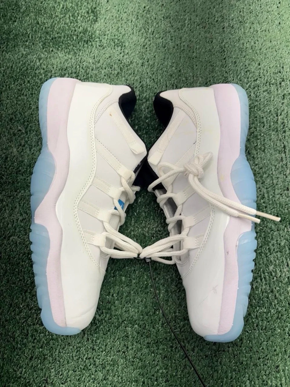 Jordan Men's White Athletic Shoes with Black Interior and Light Blue Accents